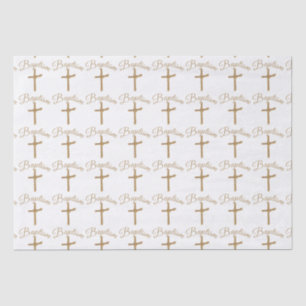 Gold Palm Cross Baptism  Tissue Paper