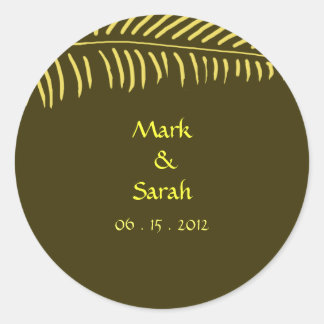 Gold Palm Frond Invitation Sticker