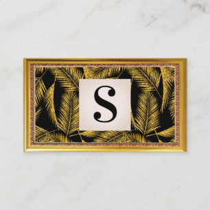 Gold Palm Leaf Pattern Business Card