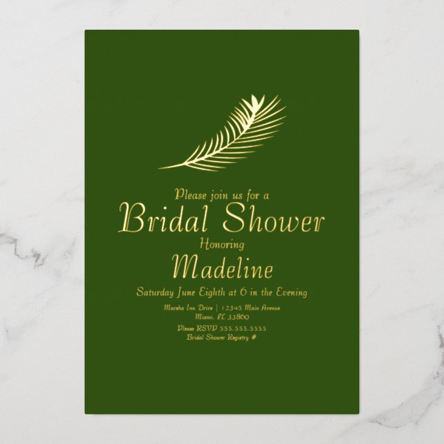 Gold Palm Leaf Wedding Foil Pressed Card (Front)