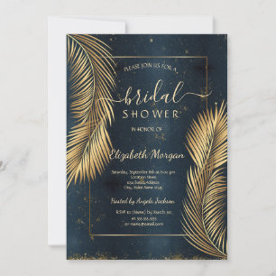 Gold Palm Leaves Beach Bridal Shower  Invitation