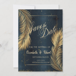 Gold Palm Leaves Beach Wedding Save The Date