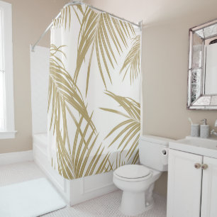 Gold Palm Leaves Dream #1 #tropical Shower Curtain