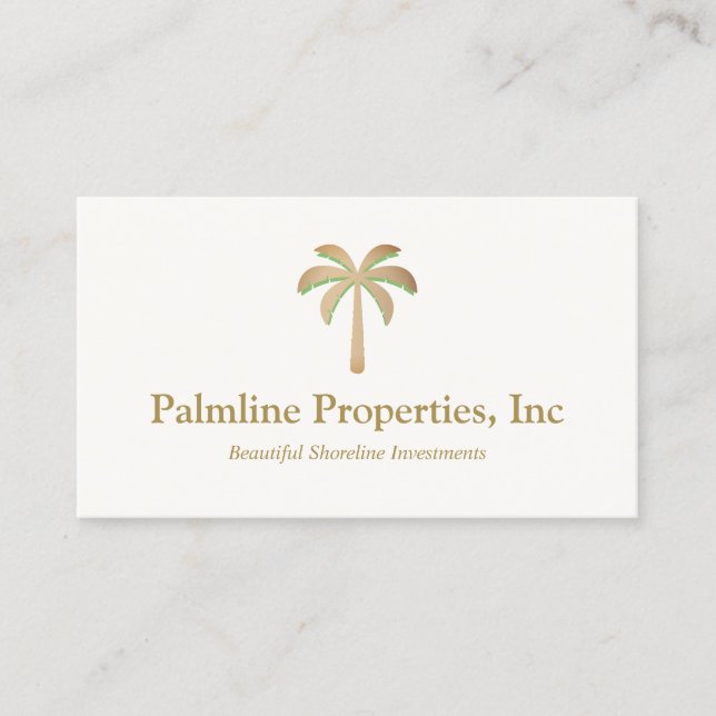 Gold Palm Tree Beach Front Real Estate  Calling Ca Card (Front)