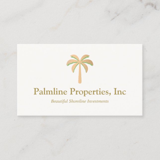 Gold Palm Tree Beach Front Real Estate  Calling Card (Front)