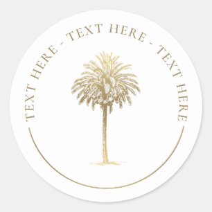 Gold Palm Tree Classic Round Sticker
