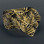 Gold Palm Tree Fronds Tropical Black Tie<br><div class="desc">Tropical gold palm tree fronds on a black background (or any colour), this men's neck tie is cool for the office, a night on the town, a wedding, for the groom or groomsmen or give as a gift to your husband, dad, brother or best friend. Make a statement! More designs...</div>