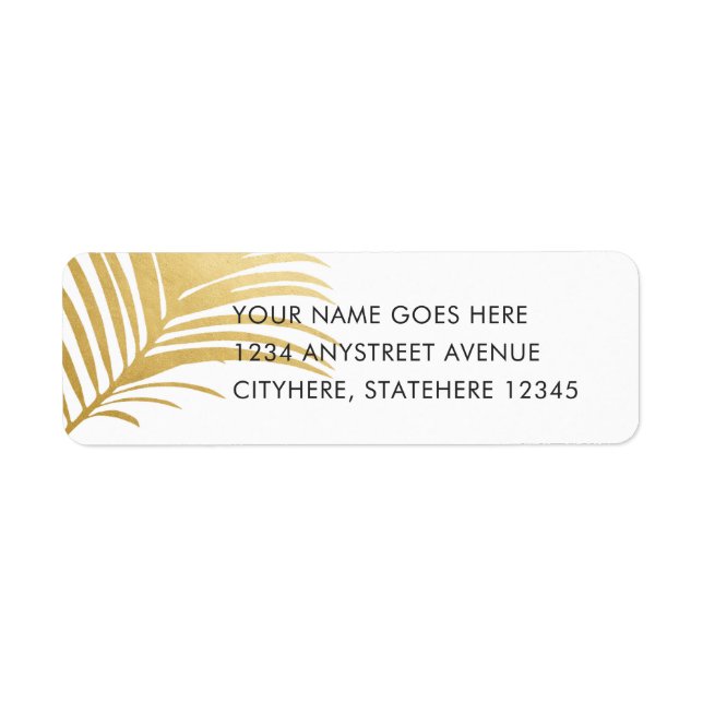 Gold Palm Tree Leaves Modern Return Address (Front)