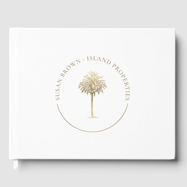 Gold Palm Tree Logo Guest Book (Front)