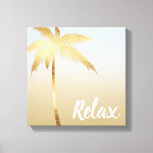 Gold Palm Tree Ombre Canvas Print