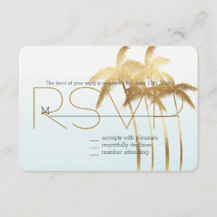 Gold Palm Trees Ombre RSVP Card