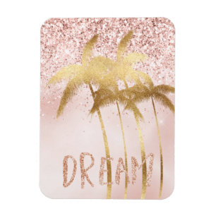 Gold Palm Trees Pink Ombre Glitter Dream     Magnet
