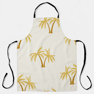 Gold Palm Trees: Tropical Textile. Apron