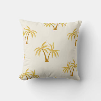 Gold Palm Trees: Tropical Textile. Cushion