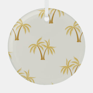 Gold Palm Trees: Tropical Textile. Glass Tree Decoration