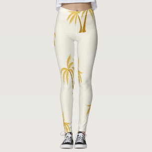 Gold Palm Trees: Tropical Textile. Leggings