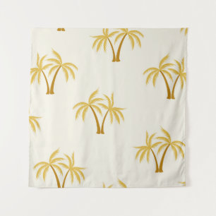 Gold Palm Trees: Tropical Textile. Tapestry