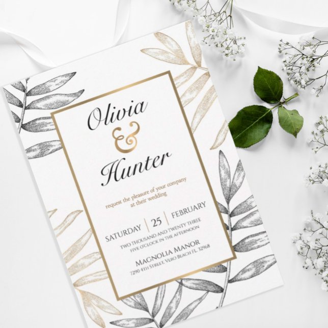 Gold Palm Tropical Destination Wedding Invitation (Creator Uploaded)