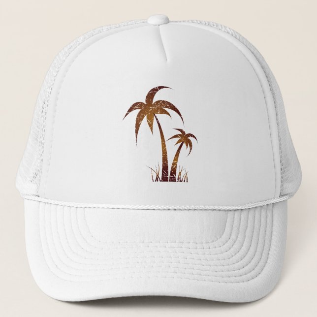 Gold palms tree trucker hat (Front)