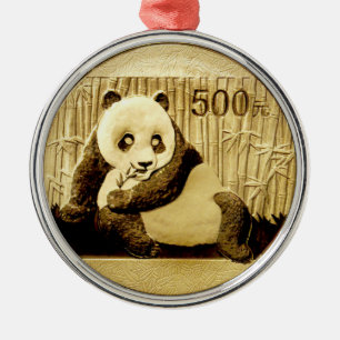 Gold panda coin metal tree decoration