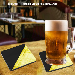 Gold-Paneled Black Coaster