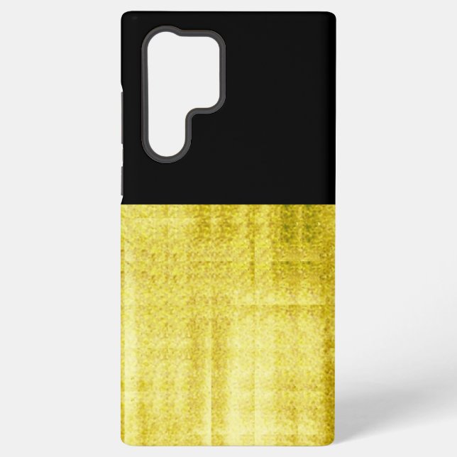 Gold Panelled Black   Samsung Galaxy S22 Ultra Case (Back)