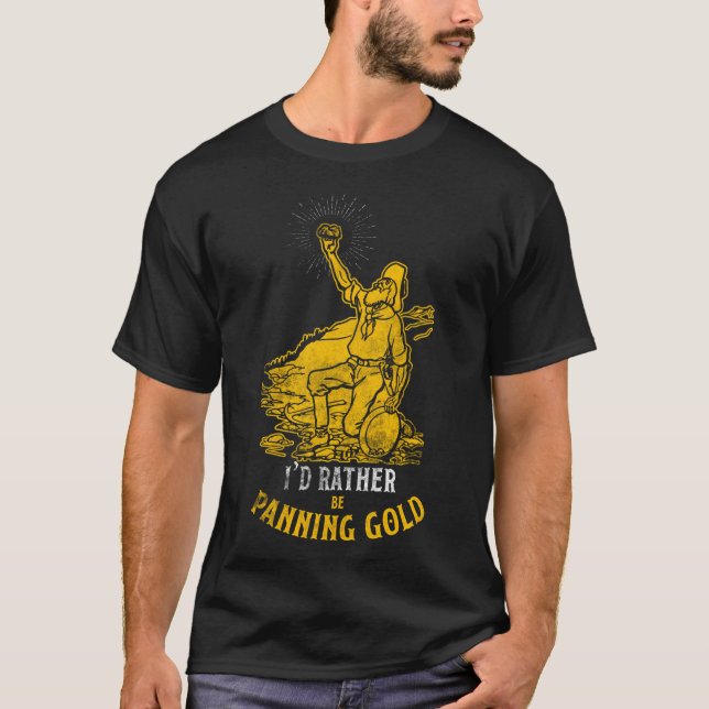 Gold Panning Design Baseball  Sleeve T-Shirt (Front)
