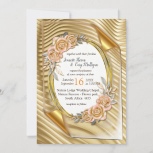 Gold paper with Elegant Roses Invitation