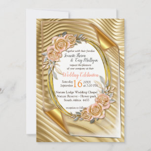 Gold paper with Elegant Roses  Invitation
