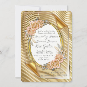 Gold paper with Elegant Roses  Invitation
