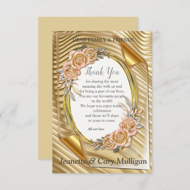 Gold paper with Elegant Roses  RSVP Card (Front/Back)