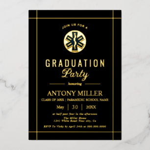 Gold paramedic EMT Class Of 2025 black graduation