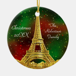 Gold Paris Skyline #2 Christmas Starry Ceramic Tree Decoration