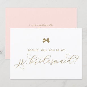 Gold Parisian Bow Will You Be My Jr. Bridesmaid Invitation