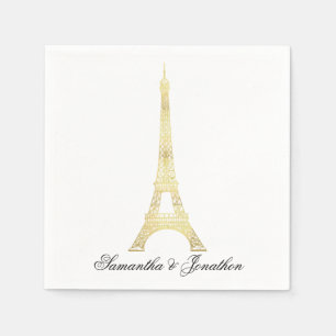 Gold Parisian Eiffel Tower Wedding Custom Napkins