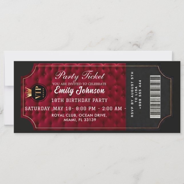 Gold Party Ticket Invitation (Front)