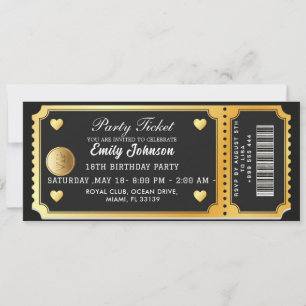 Gold Party Ticket Invitation