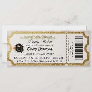 Gold Party Ticket Invitation