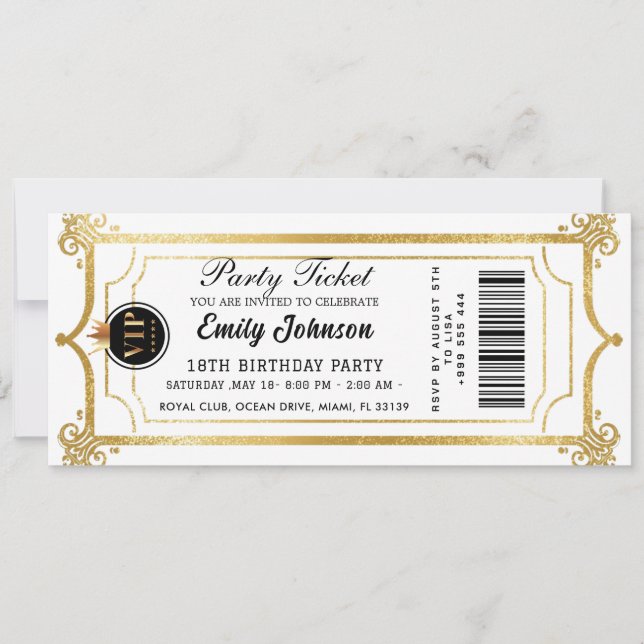 Gold Party Ticket Invitation 2026 (Front)