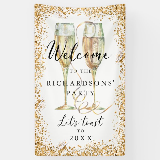 Gold Party Welcome Banner (Vertical)