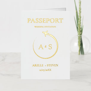 Gold Passport Wedding Invitation 