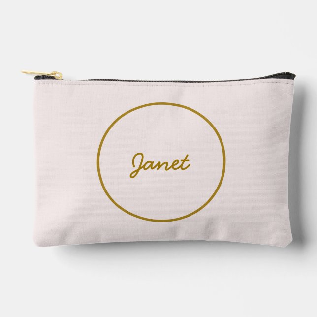 Gold & Pastel Colour Calligraphy Elegant Plain Nam Accessory Pouch (Front)