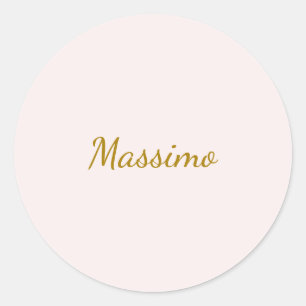 Gold & Pastel Colour Calligraphy Elegant Plain Nam Classic Round Sticker