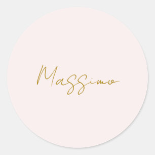 Gold & Pastel Colour Calligraphy Elegant Plain Nam Classic Round Sticker