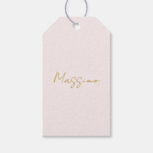 Gold & Pastel Colour Calligraphy Elegant Plain Nam Gift Tags