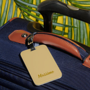 Gold & Pastel Colour Calligraphy Elegant Plain Nam Luggage Tag