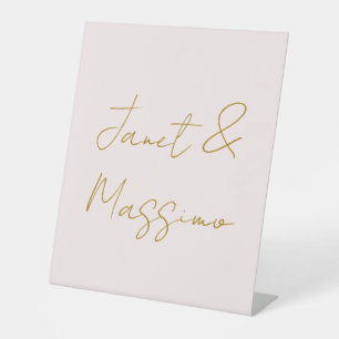 Gold & Pastel Colour Calligraphy Elegant Plain Nam Pedestal Sign