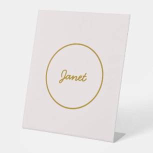 Gold & Pastel Colour Calligraphy Elegant Plain Nam Pedestal Sign