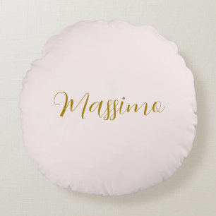 Gold & Pastel Colour Calligraphy Elegant Plain Nam Round Cushion