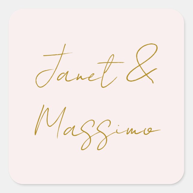 Gold & Pastel Colour Calligraphy Elegant Plain Nam Square Sticker (Front)